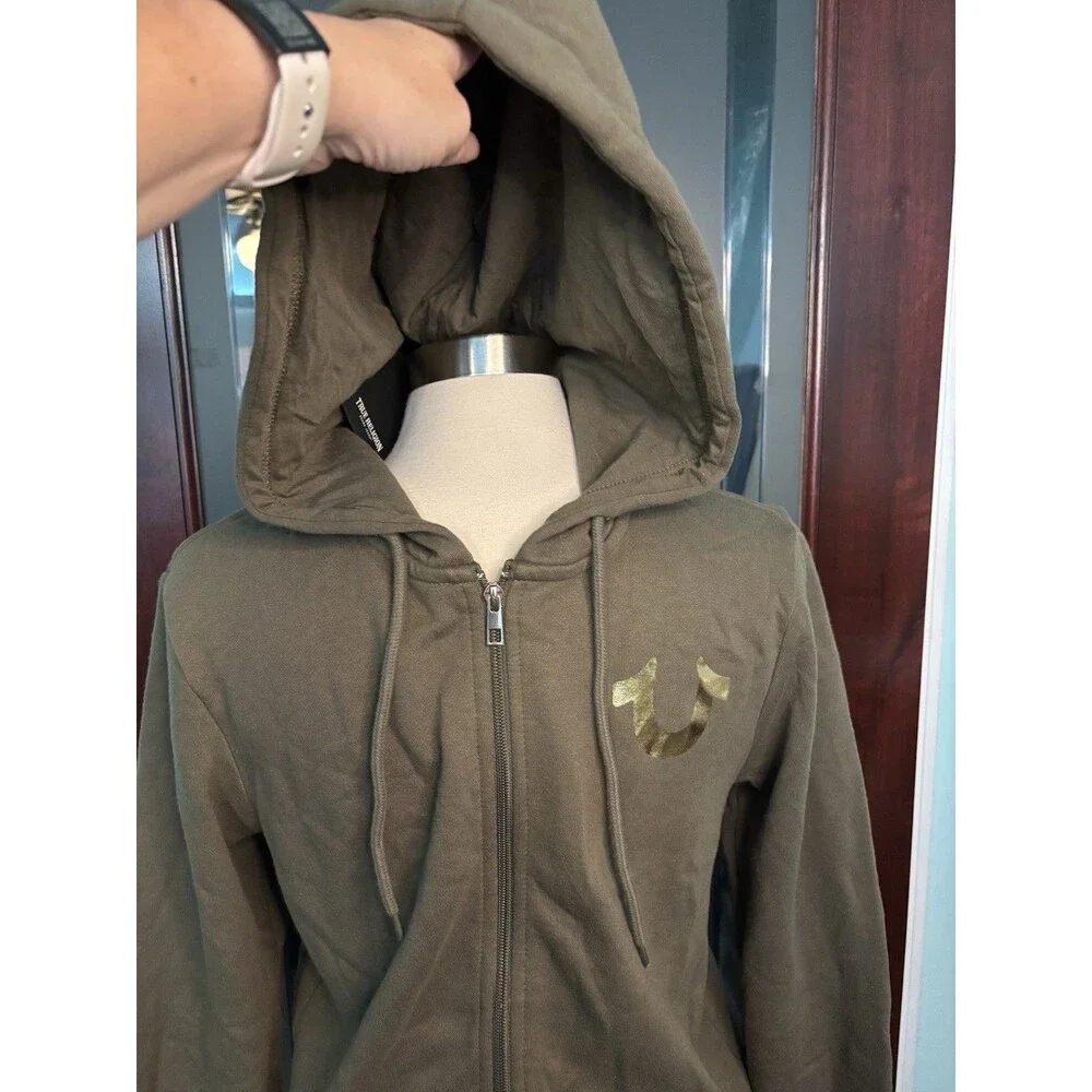 New True Religion City Buddha Logo Zip Hoodie Green Retail $119 Size Small